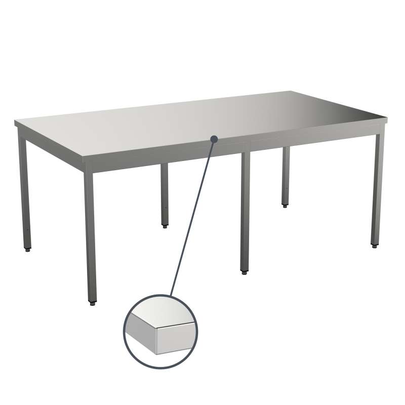 Table inox soudée centrale avec étagère SOUDEE
